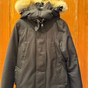 Women's Black Ski & Snow Jacket with Fur Hood